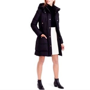 J. Crew Black Hooded Puffer Jacket